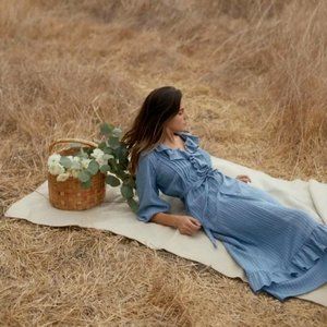 Christy Dawn XS Plum Dress In Washed Cerulean